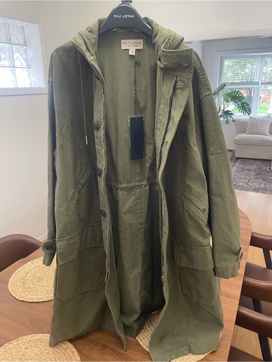 Nili Lotan Jackets & Blazers - Nili Lotan Olive Green Hooded Utility Coat